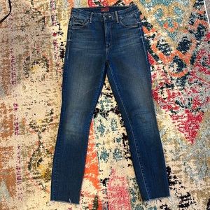 Mother high waisted looker ankle fray in color night clubbing